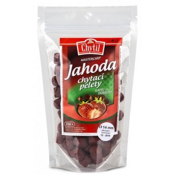 chytací pelety s dírou jahoda 250g